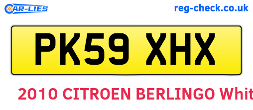 PK59XHX are the vehicle registration plates.