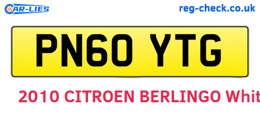 PN60YTG are the vehicle registration plates.