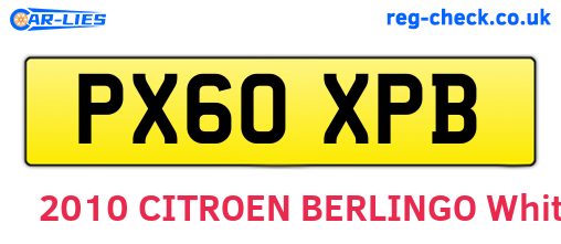 PX60XPB are the vehicle registration plates.