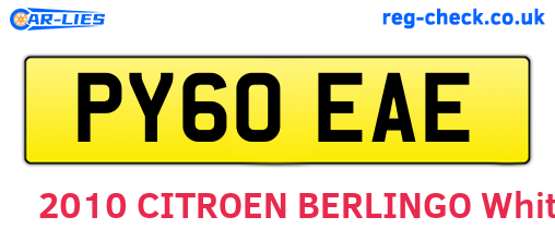 PY60EAE are the vehicle registration plates.
