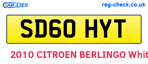 SD60HYT are the vehicle registration plates.