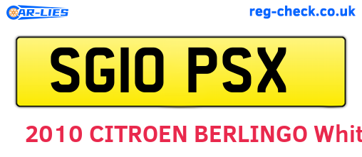 SG10PSX are the vehicle registration plates.