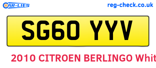 SG60YYV are the vehicle registration plates.