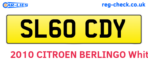 SL60CDY are the vehicle registration plates.