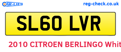 SL60LVR are the vehicle registration plates.