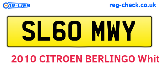 SL60MWY are the vehicle registration plates.
