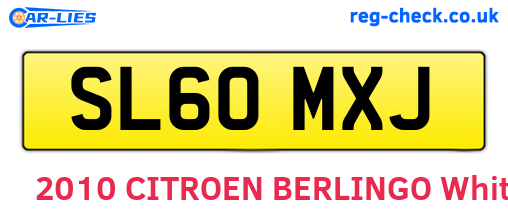 SL60MXJ are the vehicle registration plates.