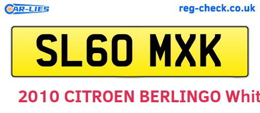 SL60MXK are the vehicle registration plates.