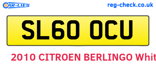 SL60OCU are the vehicle registration plates.