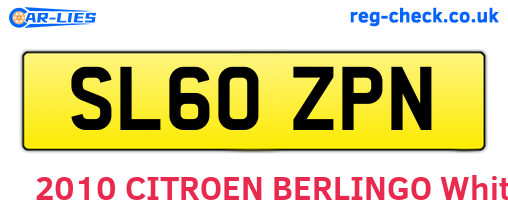 SL60ZPN are the vehicle registration plates.