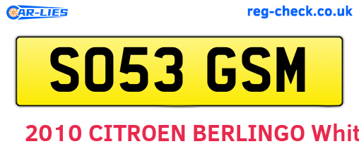 SO53GSM are the vehicle registration plates.