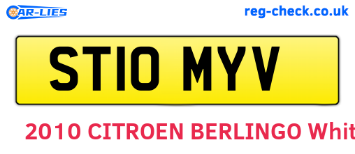ST10MYV are the vehicle registration plates.
