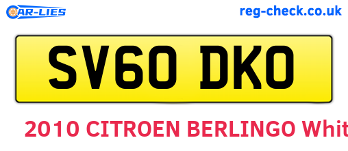 SV60DKO are the vehicle registration plates.