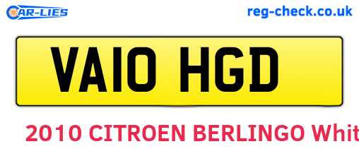 VA10HGD are the vehicle registration plates.
