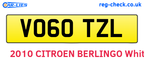 VO60TZL are the vehicle registration plates.