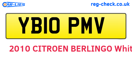 YB10PMV are the vehicle registration plates.
