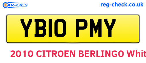 YB10PMY are the vehicle registration plates.
