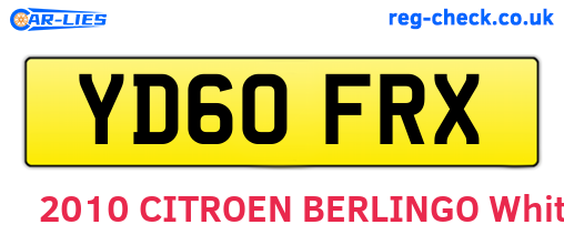 YD60FRX are the vehicle registration plates.
