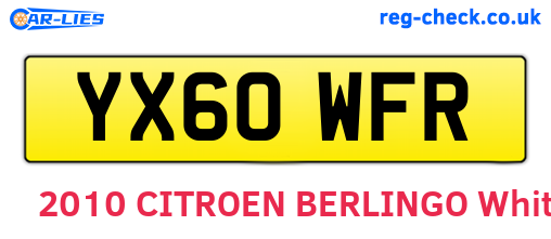 YX60WFR are the vehicle registration plates.