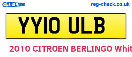 YY10ULB are the vehicle registration plates.