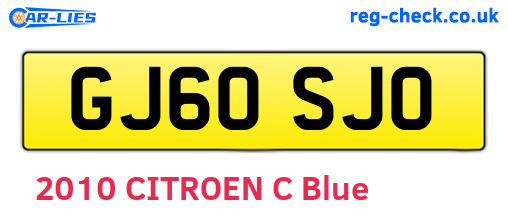 GJ60SJO are the vehicle registration plates.