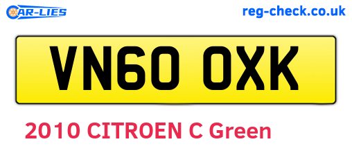 VN60OXK are the vehicle registration plates.