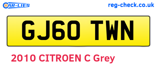 GJ60TWN are the vehicle registration plates.