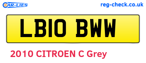 LB10BWW are the vehicle registration plates.