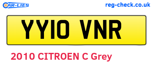 YY10VNR are the vehicle registration plates.