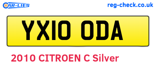 YX10ODA are the vehicle registration plates.