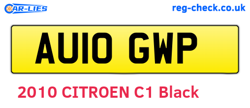AU10GWP are the vehicle registration plates.