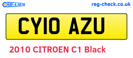 CY10AZU are the vehicle registration plates.