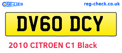 DV60DCY are the vehicle registration plates.