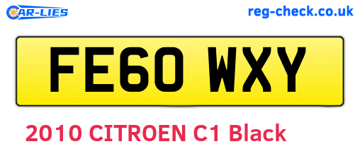FE60WXY are the vehicle registration plates.
