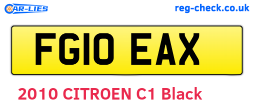 FG10EAX are the vehicle registration plates.