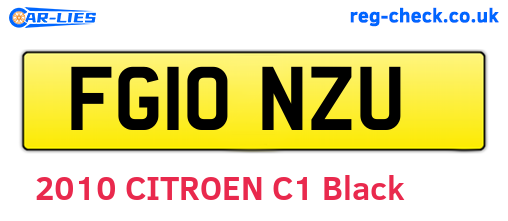 FG10NZU are the vehicle registration plates.