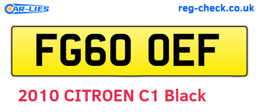 FG60OEF are the vehicle registration plates.
