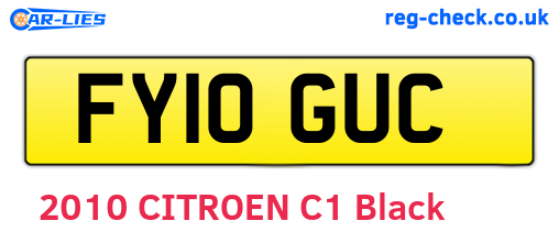 FY10GUC are the vehicle registration plates.