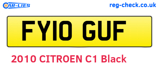 FY10GUF are the vehicle registration plates.