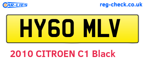 HY60MLV are the vehicle registration plates.