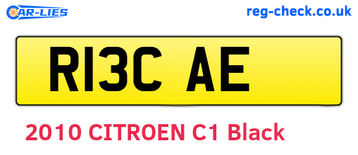 R13CAE are the vehicle registration plates.