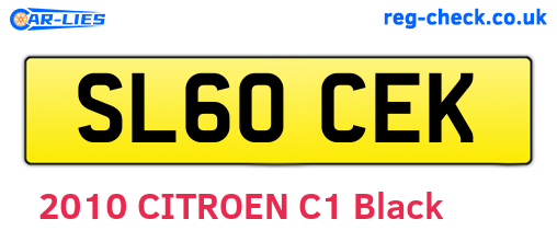 SL60CEK are the vehicle registration plates.