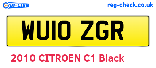 WU10ZGR are the vehicle registration plates.