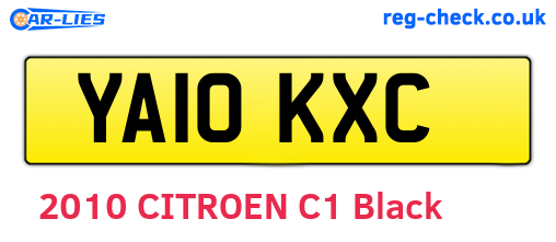 YA10KXC are the vehicle registration plates.