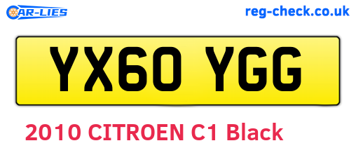 YX60YGG are the vehicle registration plates.