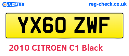 YX60ZWF are the vehicle registration plates.