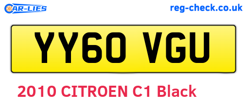 YY60VGU are the vehicle registration plates.