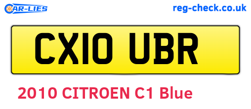 CX10UBR are the vehicle registration plates.