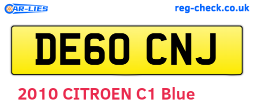 DE60CNJ are the vehicle registration plates.