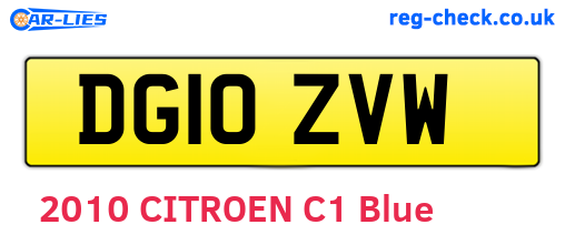 DG10ZVW are the vehicle registration plates.